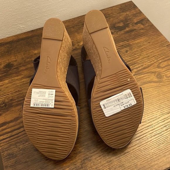 Clarks Annadel Navy Suede Wedge Sandal (New, 7.5) - Picture 3 of 4